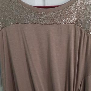 Tan sequins top with knot tie
